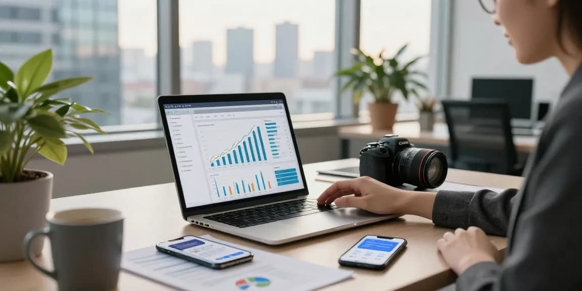 Purchase app downloads and enhance app visibility in a modern office setting.