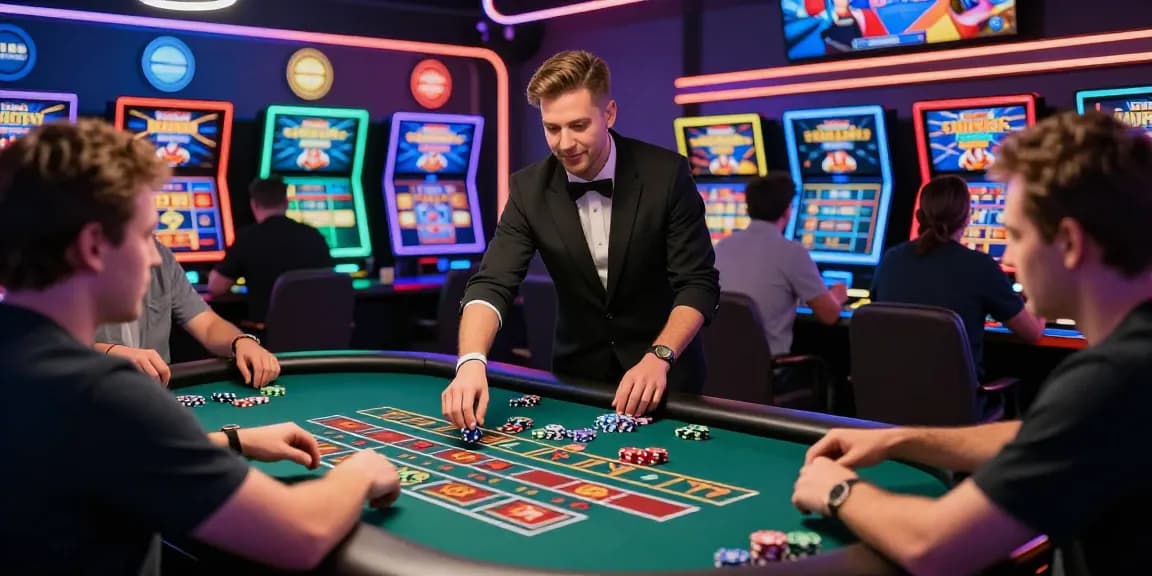 Exciting live gaming scene showcasing lucky77 roulette table and engaged players in vibrant casino atmosphere.