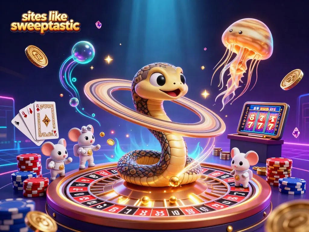 Experience exciting gameplay on sites like sweeptastic with vibrant 3D casino illustration art.