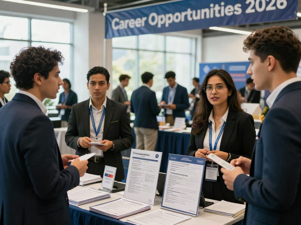 Job seekers engaging at a job fair while looking for หางาน opportunities.
