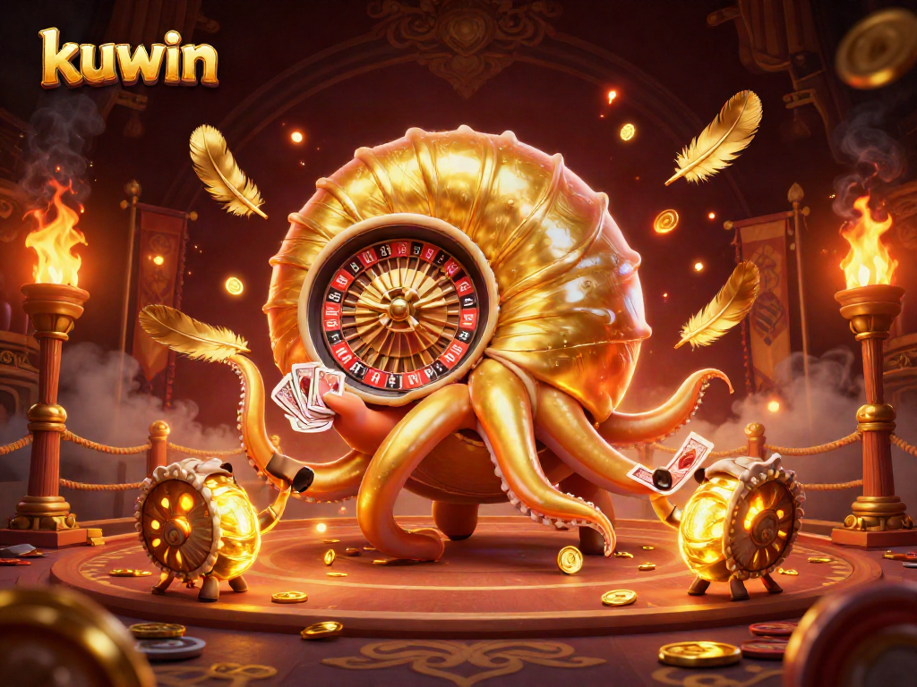 Kuwin adapts casino style with a golden nautilus roulette wheel and dynamic betting elements.