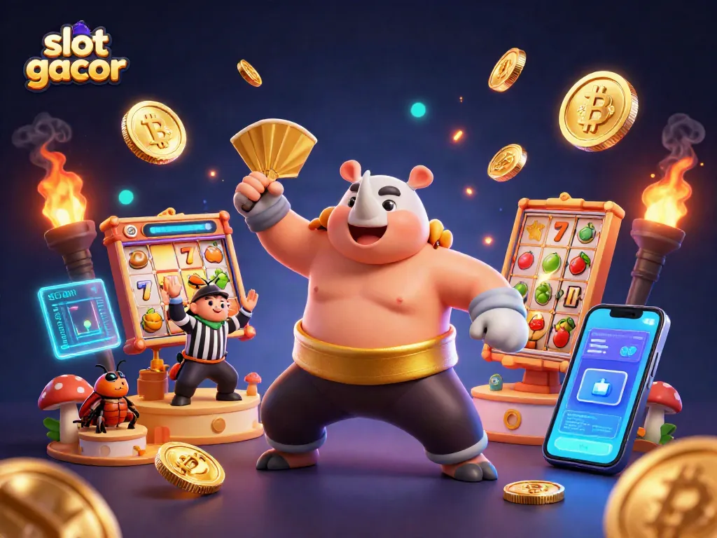 Experience the excitement of slot gacor with a vibrant 3D illustration filled with engaging casino elements.