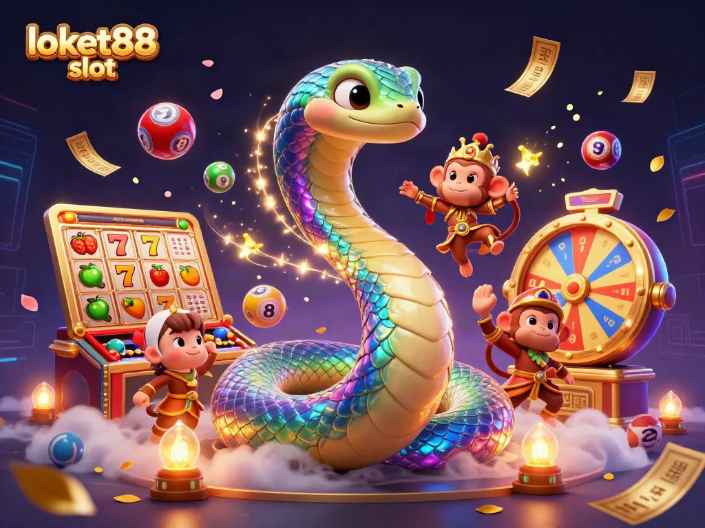 Experience thrilling gameplay with loket88 slot as vibrant characters and dynamic elements animate the scene.