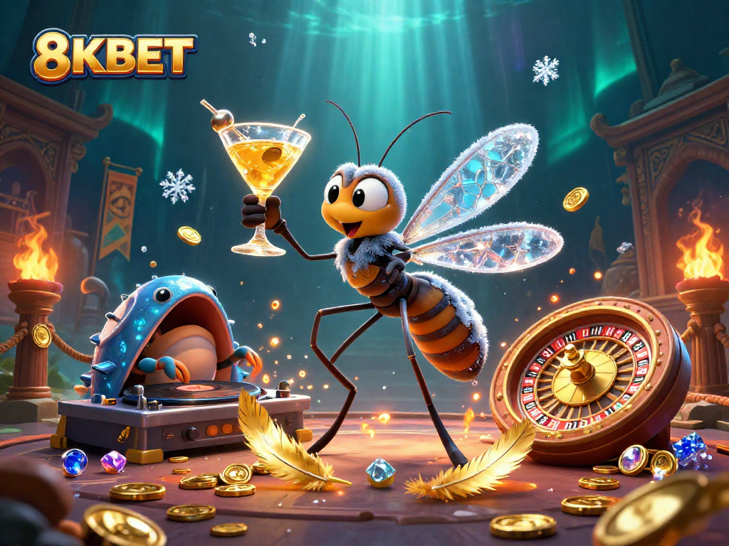 8KBET captivates players with its unique casino scene featuring animated characters and engaging gaming elements.