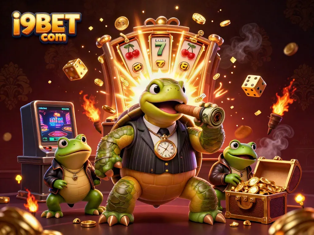Win big at i9BET com with the animated turtle and bullfrogs amidst exploding jackpots and vibrant games.