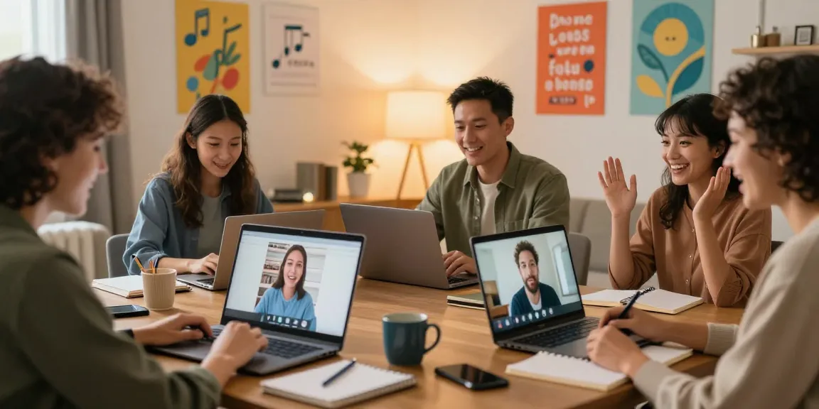 Engaged participants in online confidence classes for adults, immersive and empowering virtual learning experience.