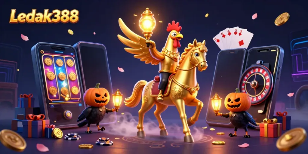Experience exciting gameplay with Ledak388 as you spin vibrant slots and win gold coins!