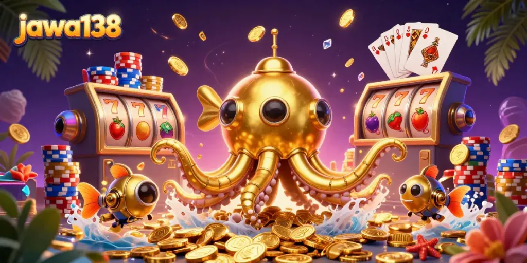 Experience jaw-dropping excitement with jawa138's vibrant 3D gaming adventure illustration.