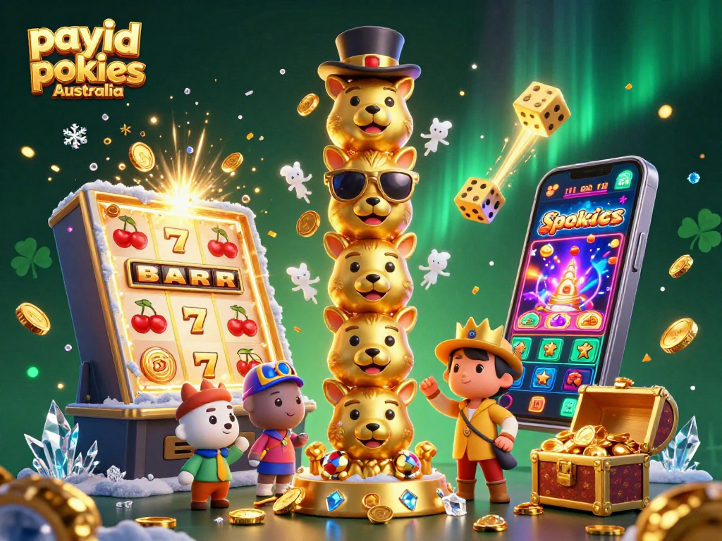 Play payid pokies Australia with vibrant casino elements and a joyous 3D totem scene.