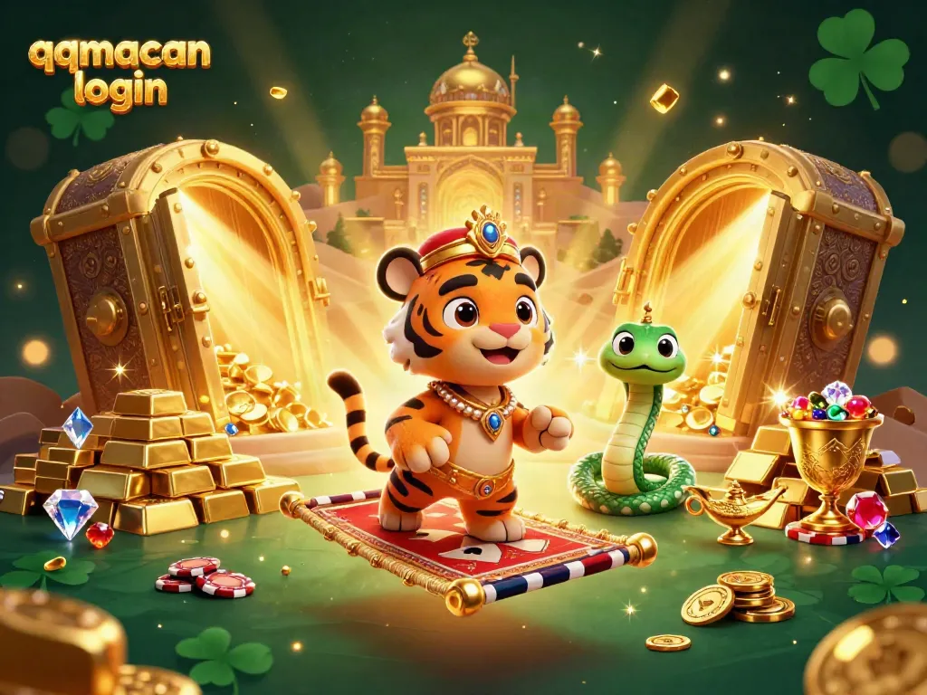 Experience the thrill of qqmacan login through a vibrant casino adventure featuring a sultan and treasures.