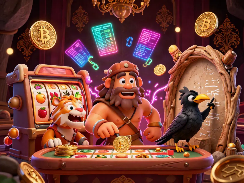 Engage with dynamic slot online action as a cartoon caveman and sabertooth tiger run a prehistoric casino filled with vibrant game elements.