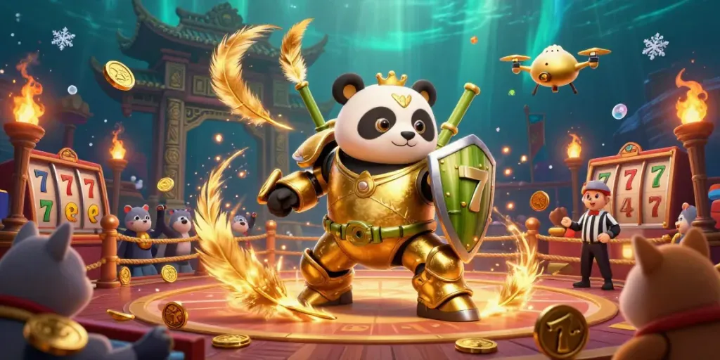 Experience exciting gaming at sayangbet with a vibrant 3D casino arena full of action and golden elements.
