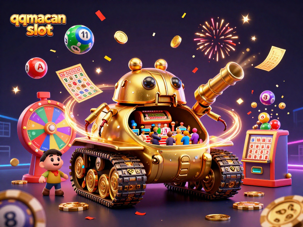 Experience the excitement of qqmacan slot with vibrant casino elements and dynamic effects.