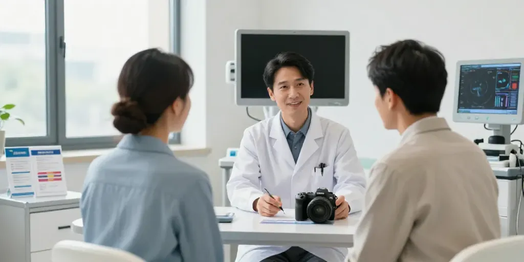 Wolfsburg mitbringen sollten: Beratungsgespräch im Diagnostikzentrum mit einem freundlichen Radiologen.