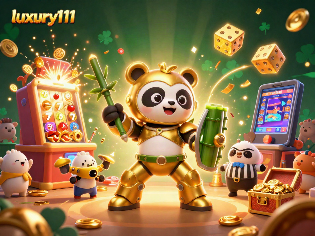 Engage with luxury111 in this vibrant 3D scene showcasing animated casino elements and prize excitement.