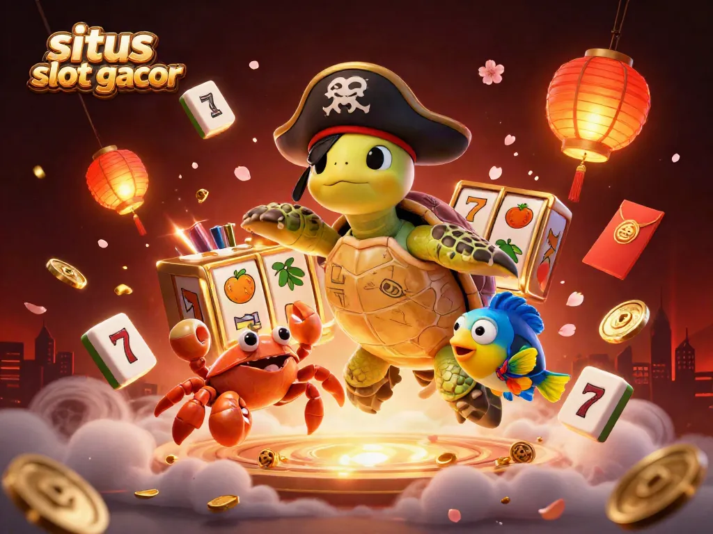 Join the adventure with situs slot gacor as colorful characters explore vibrant slot games with treasures and festive elements.