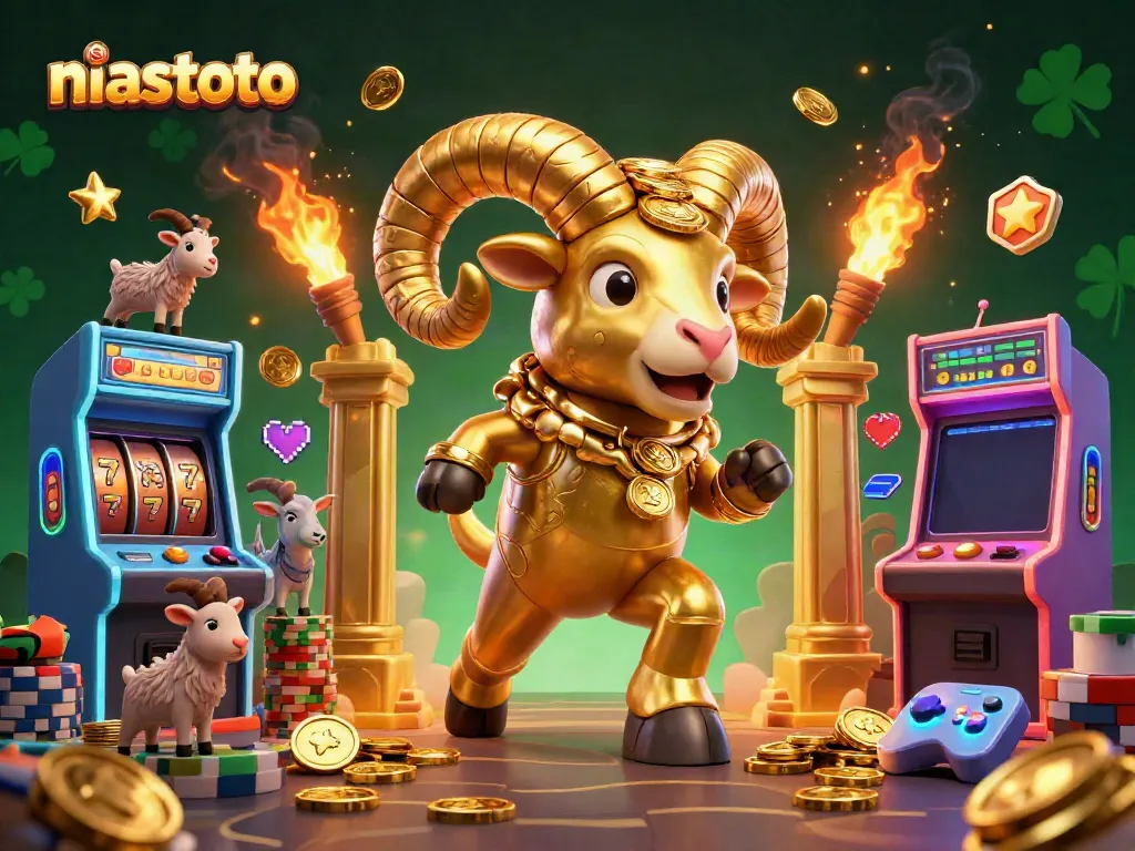 Engage with niastoto's thrilling online games featuring vibrant casino elements and a dynamic golden ram.