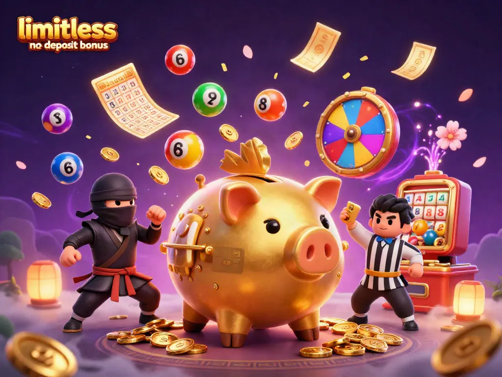 Experience exciting gameplay with the limitless no deposit bonus in this vibrant casino illustration.