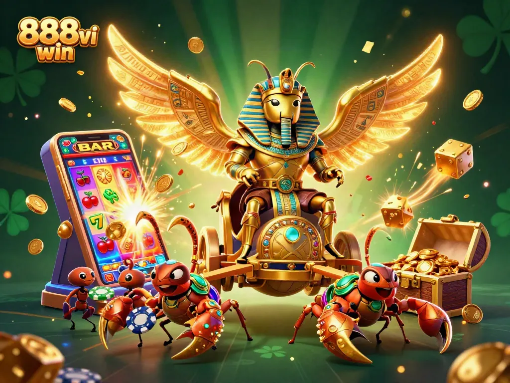 Experience the excitement of 888vi win with vibrant casino themes and dynamic gaming elements in this lively scene.