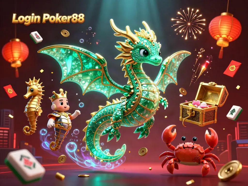 Engage in fun at Login Poker88 with a vibrant casino illustration showing gaming elements.