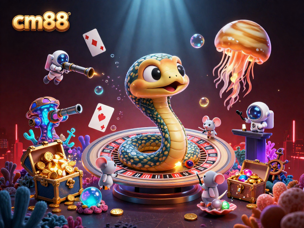 Spin the roulette wheel with cm88's cosmic dealer in a vibrant, interactive betting scene.