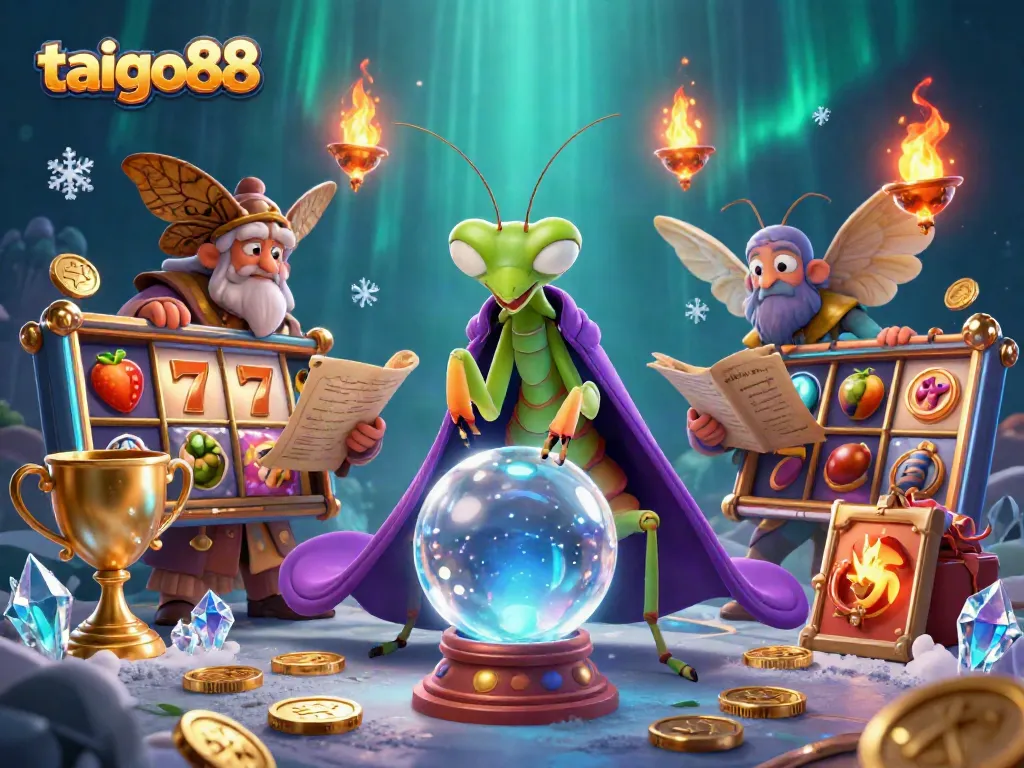 Engage with taigo88's vibrant casino world, featuring a mystical scene of fortune tellers and game elements.