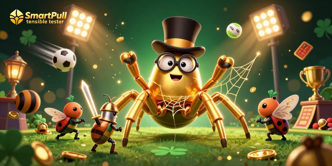 Engage with the SmartPull tensile tester as a stylish golden tarantula weaves magic in a dynamic casino environment.