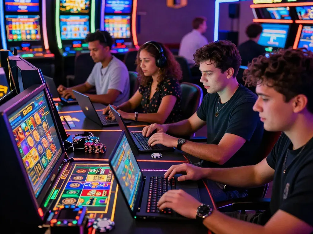 Engaged players experiencing situs slot gacor thailand with colorful PG SOFT graphics.