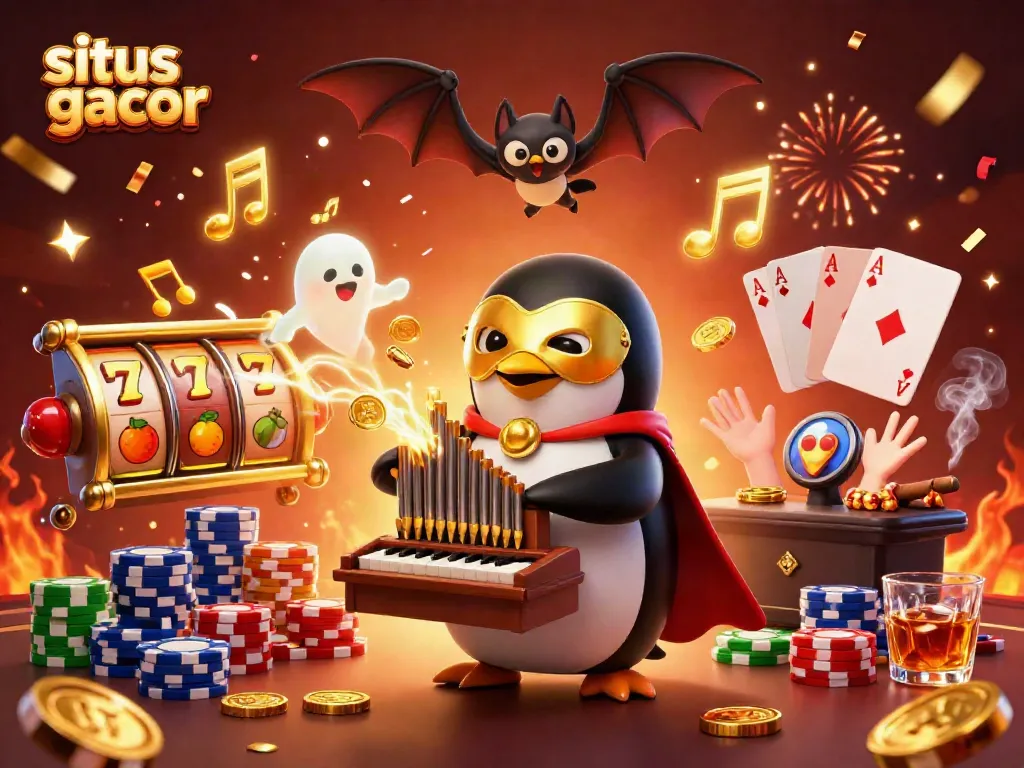 Experience winning moments at situs slot gacor with a vibrant 3D casino scene bursting with excitement.