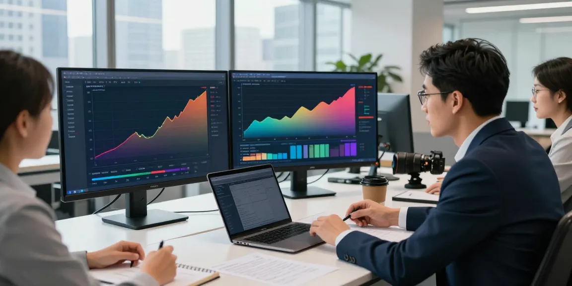 Analyst reviewing top banks in USA data in a modern office setting.