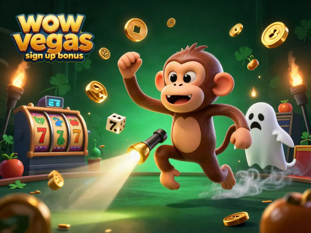 Experience the excitement of the wow vegas sign up bonus with this vibrant 3D casino illustration featuring playful elements.