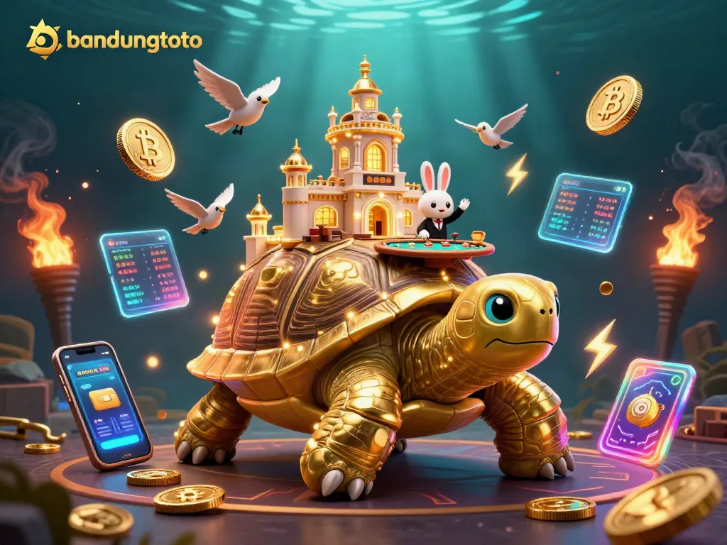 Experience bandungtoto magic with a golden tortoise casino scene, complete with crypto elements.