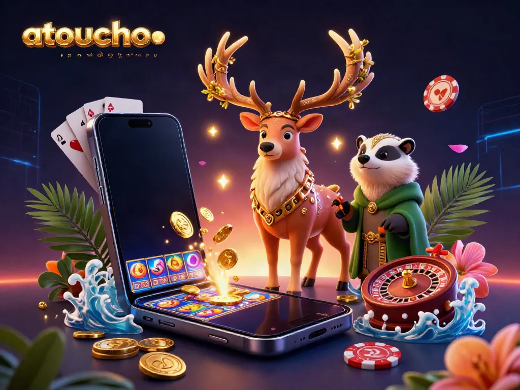 Spin to win with atouchofwanderlustphotography in an enchanting casino-themed illustration featuring a druid stag and game elements.
