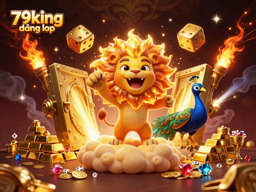 Experience thrilling wins at 79king đăng nhập with a vibrant scene of golden treasures and gaming excitement.