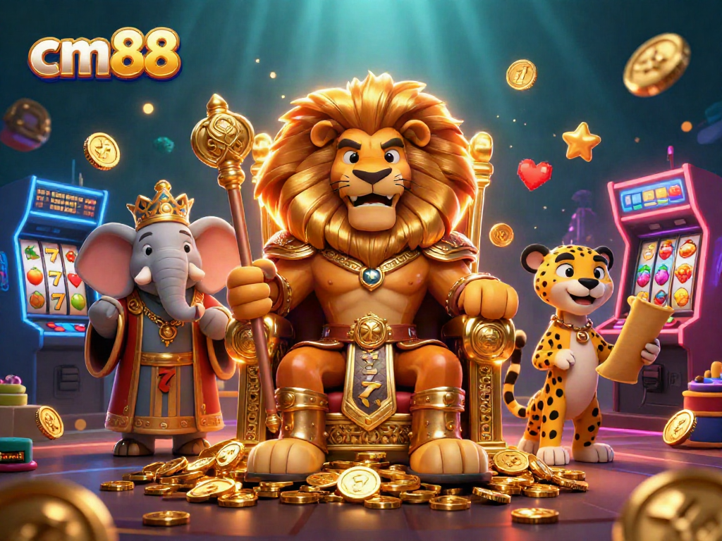 Experience thrilling gameplay at cm88 with a majestic lion king on a gold coin throne.