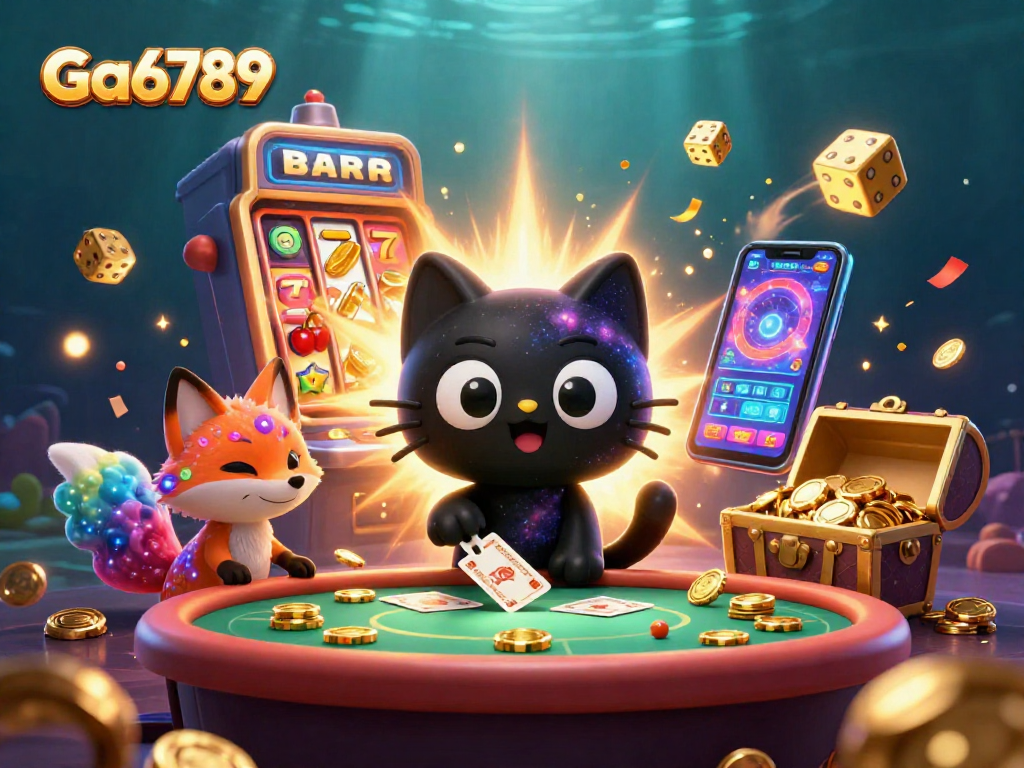 Experience Ga6789 excitement with a vibrant cosmic casino scene showcasing thrilling gambling action and colorful elements.