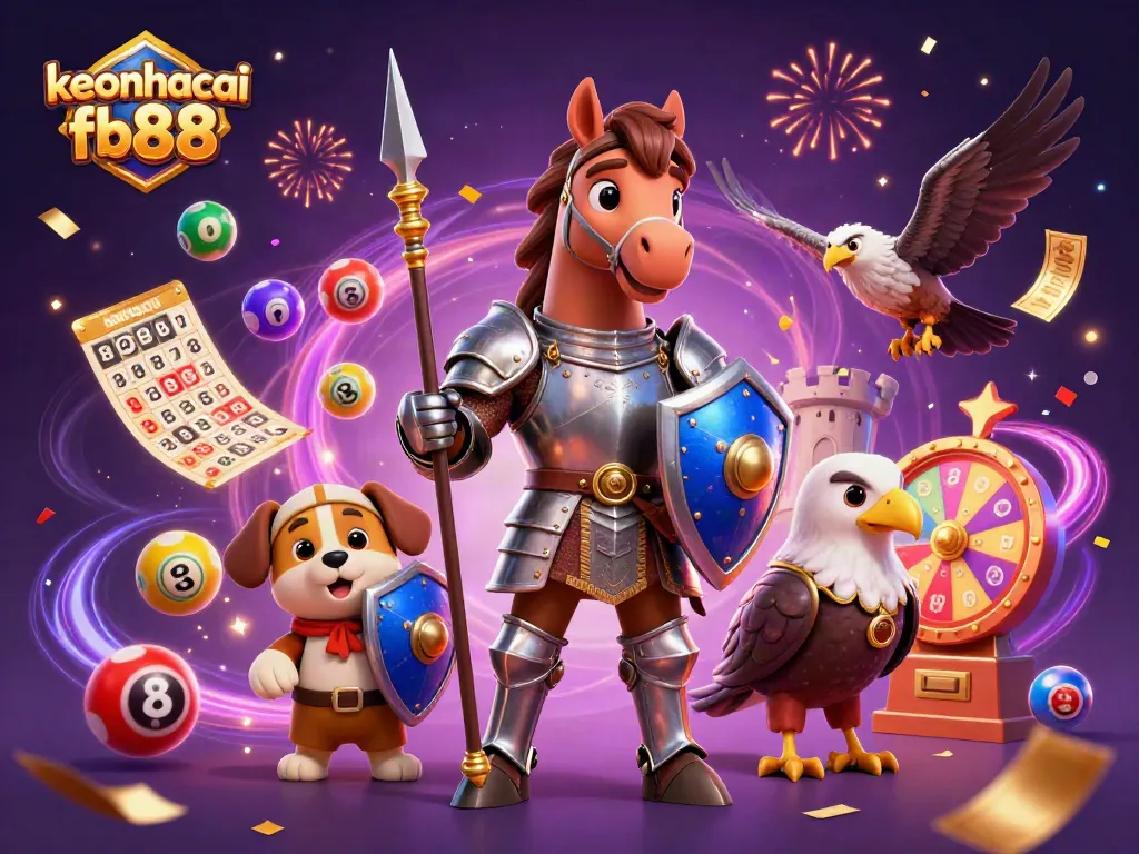 Engage with keonhacai fb88's thrilling adventure, exploring dynamic gambling worlds with knights and festive lottery elements.
