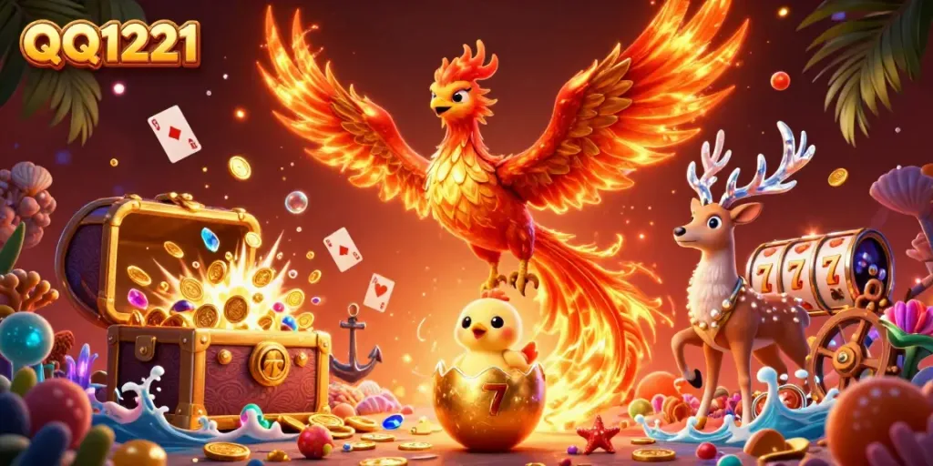Experience the thrilling attractions of QQ1221 with magical creatures and exciting slot reels.
